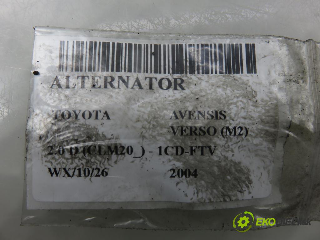 TOYOTA AVENSIS VERSO (_M2_) MINIVAN 2004 85,00 2.0 D (CLM20_) - 1CD-FTV 1995,00 Alternátor 2706027040 (Alternátor)