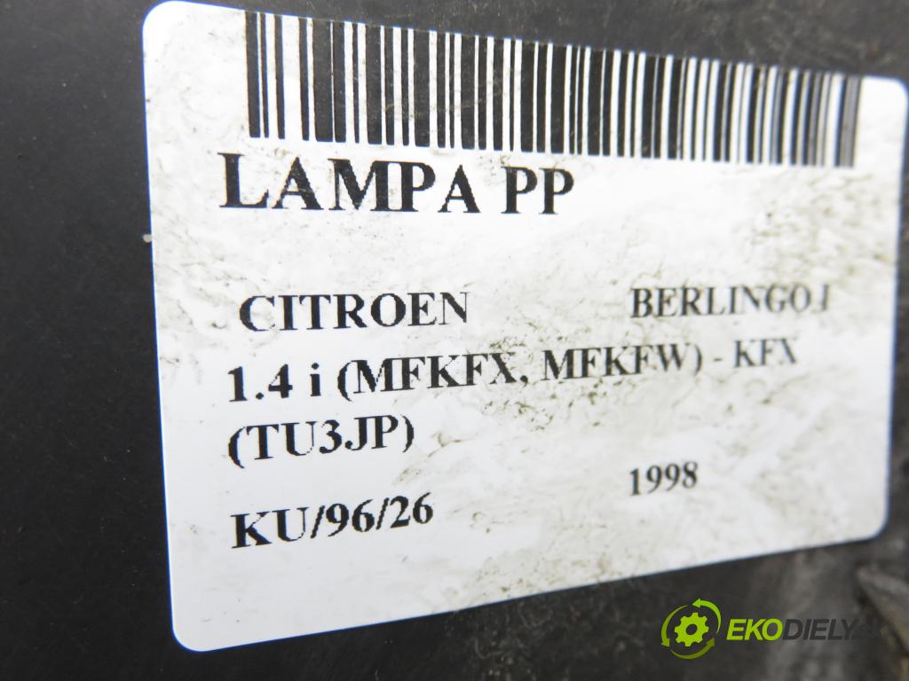 CITROEN BERLINGO / BERLINGO FIRST nadwozie wielkoprzestrzenne (MPV) KOMBIVAN 1998 55,00 1.4 i (MFKFX, MFKFW) - KFX (TU3JP) 1360,00 Svetlo PP