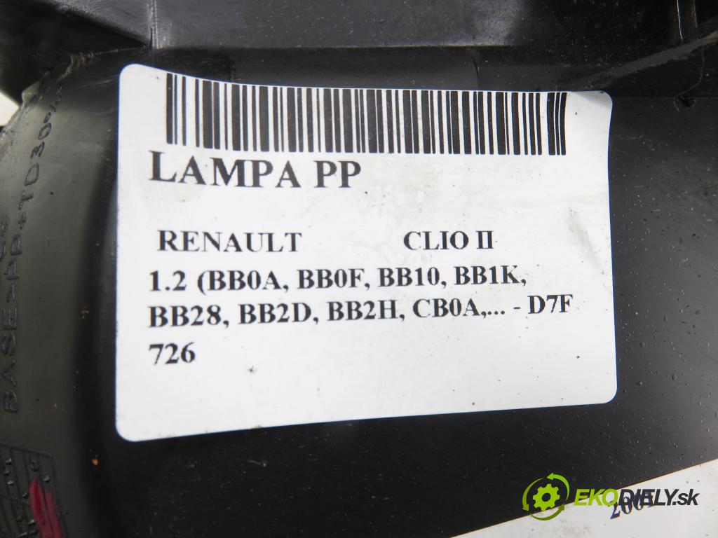 RENAULT CLIO II (BB_, CB_) HB 2001 43,00 1.2 8V 58 - D7F 726 1149,00 Svetlo PP