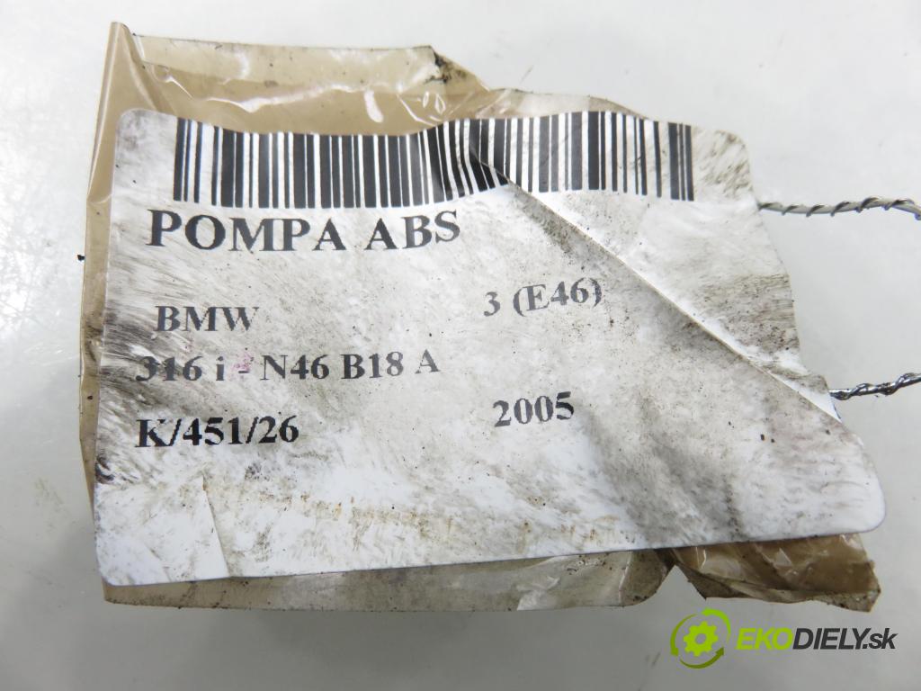 BMW 3 (E46) SEDAN 2005 85,00 316 i - N46 B18 A 1796,00 Pumpa ABS 10096008213 ; 6764088 (Pumpa ABS)