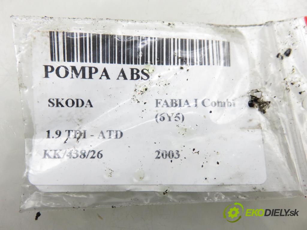 SKODA FABIA I Combi (6Y5) KOMBI 2003 74,00 1.9 TDI - ATD 1896,00 Pumpa ABS 0265900009 (Pumpa ABS)