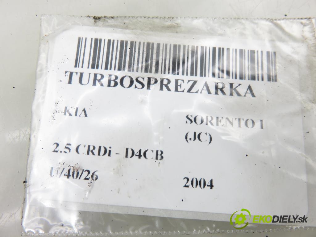 KIA SORENTO I (JC) SUV 2004 103,00 2.5 CRDi 140 - D4CB 2497,00 RYCHLONABÍJEČKA: 282004A101 (Kompletní turbodmychadlo)