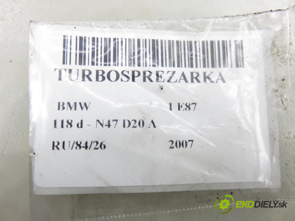 BMW 1 (E87) HB 2007 0,00 118 d - N47 D20 A 1995,00 Turbodúchadlo 7800594C (Turbodúchadlo (kompletné))