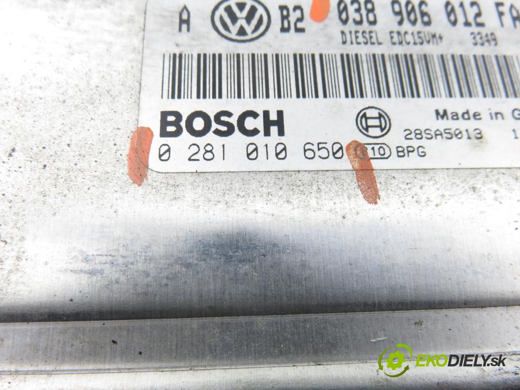 VW BORA (1J2) SEDAN 2002 66,00 1.9 TDI 90 - ALH 1896,00 řídící jednotka motora 038906012FA ; 0281010650