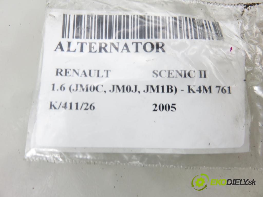 RENAULT SCENIC II (JM0/1_) MINIVAN 2005 0,00 1.6 (JM0C, JM0J, JM1B) - K4M 761 1598,00 Alternátor 8200100907 (Alternátor)