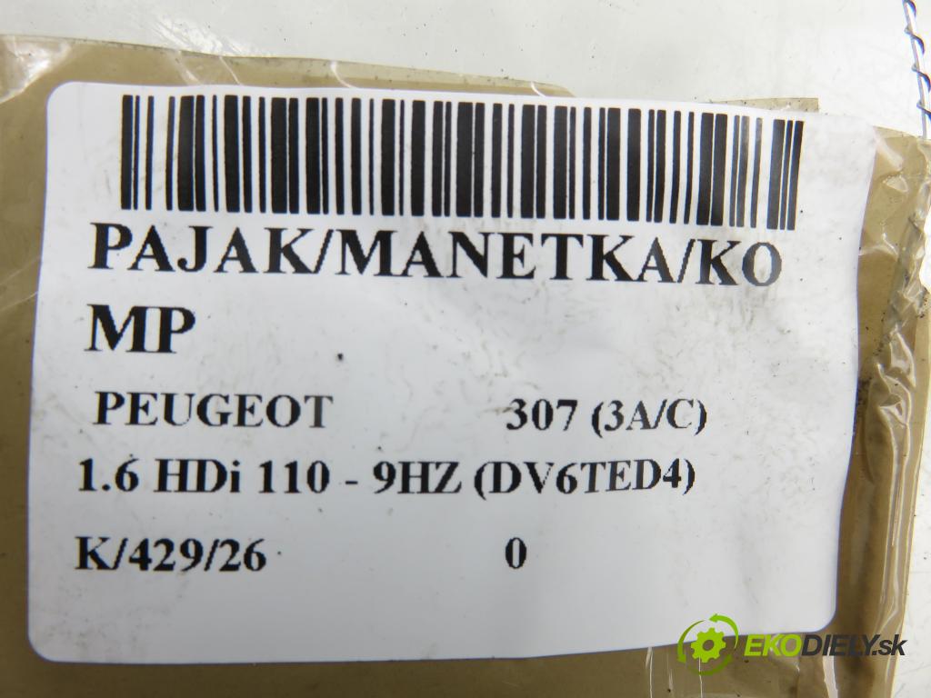 PEUGEOT 307 (3A/C) HB 2005 66,00 1.6 HDi 90 - 9HX (DV6ATED4) 1560,00 páčka/prepínač 96605601XT
