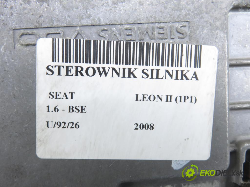 SEAT LEON (1P1) HB 2008 75,00 1.6 - BSE 1595,00 řídící jednotka motora 06A906033HE ; 5WP4037104
