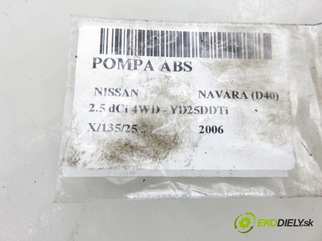 NISSAN NP300 NAVARA (D40) PICK-UP 2006 126,00 2.5 dCi 171 2488,00 Pumpa ABS 47660EB33A ; 06210908873 ; 06210206834 (Pumpa ABS)
