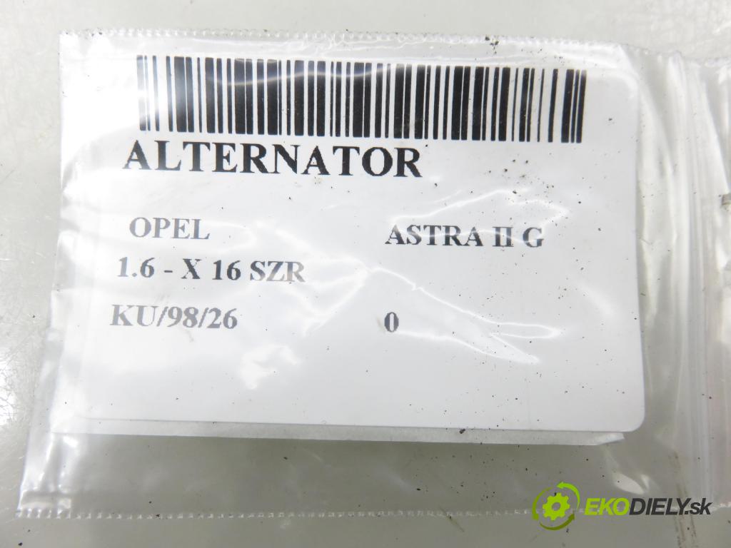 OPEL ASTRA G liftback (T98) HB 1999 55,00 1.6 8V 75 1598,00 Alternátor (Alternátor)