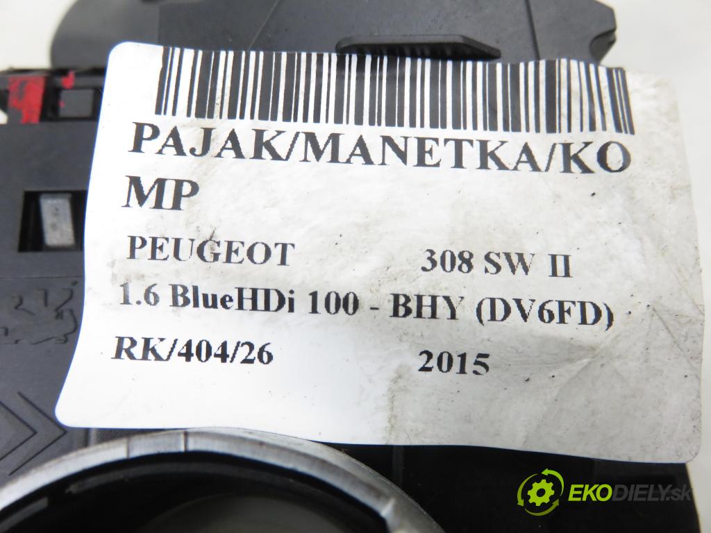 PEUGEOT 308 SW II KOMBI 2015 73,00 1.6 BlueHDi 100 - BHY (DV6FD) 1560,00 páčka/prepínač 98072680ZD