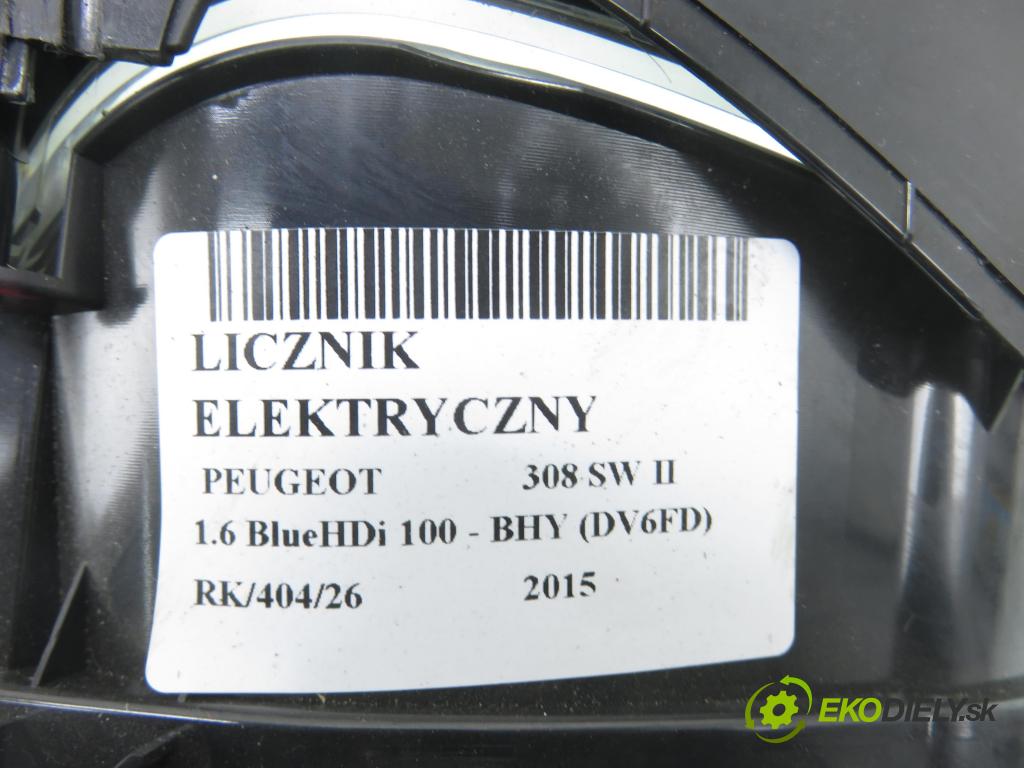 PEUGEOT 308 SW II KOMBI 2015 73,00 1.6 BlueHDi 100 - BHY (DV6FD) 1560,00 Prístrojovka elektrický 9809838380