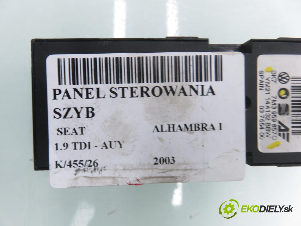 SEAT ALHAMBRA (7V8, 7V9) MINIVAN 2003 85,00 1.9 TDI PD 115 - AUY 1896,00 Panel ovládania okien 7M3959857C ; YM2114A132BBW