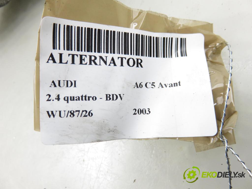 AUDI A6 Avant (4B5, C5) KOMBI 2003 125,00 2.4 quattro - BDV 2393,00 Alternátor SG12B025 (Alternátor)