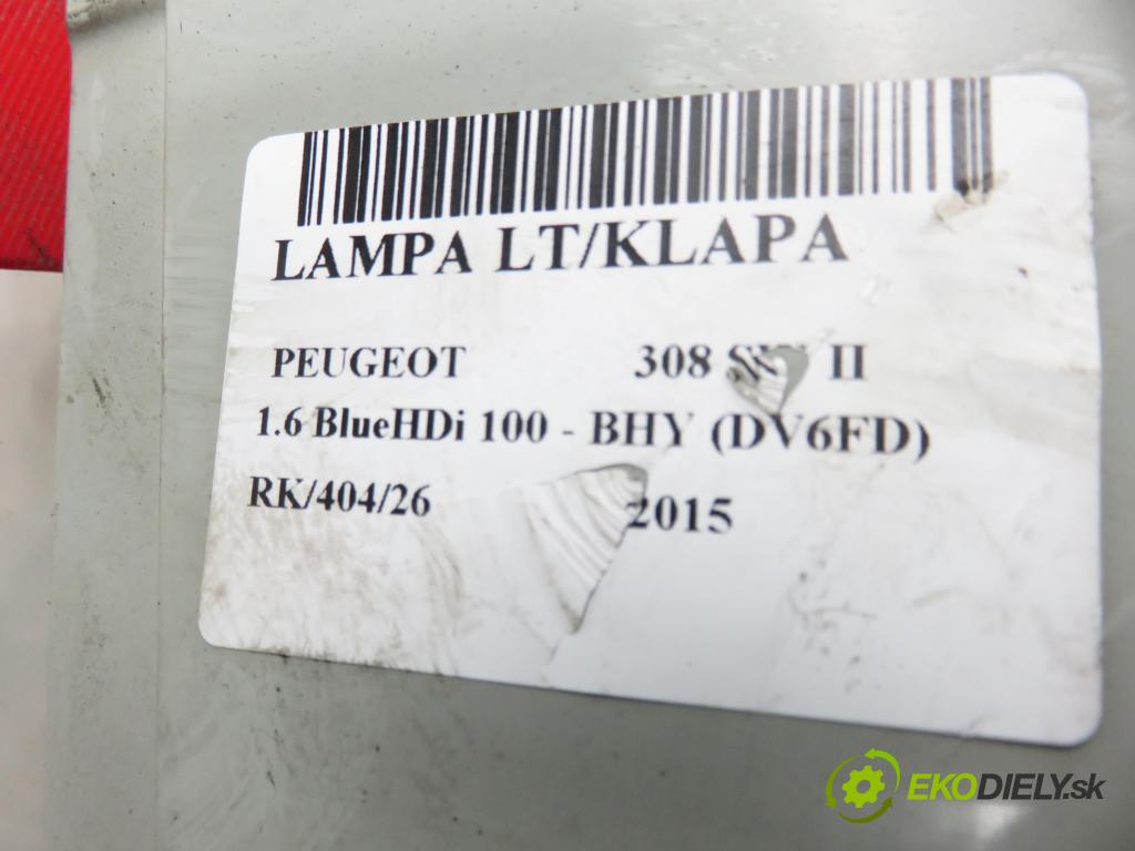 PEUGEOT 308 SW II KOMBI 2015 73,00 1.6 BlueHDi 100 - BHY (DV6FD) 1560,00 Svetlo ľavé zadné kufor 