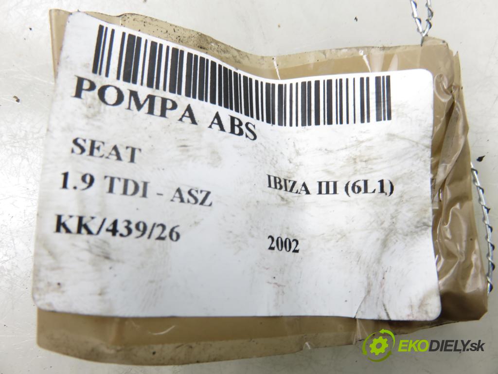 SEAT IBIZA III (6L1) HB 2002 96,00 1.9 TDI PD 130 - ASZ 1896,00 pumpa ABS 0265900009 (Pumpa ABS)