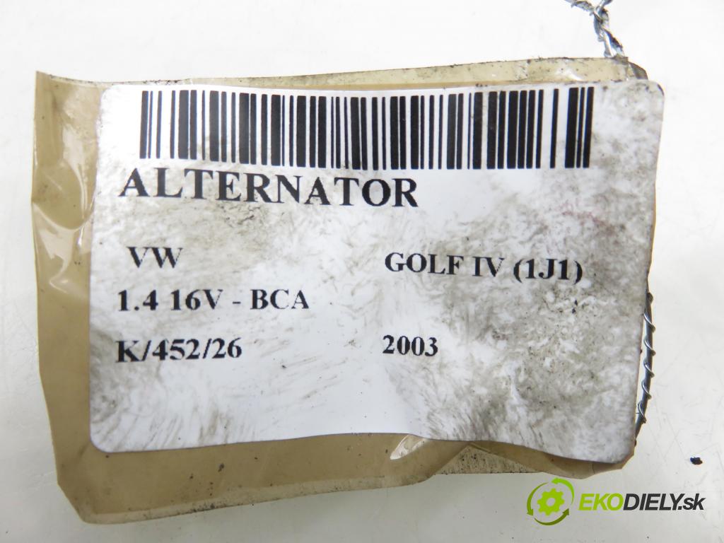 VW GOLF IV (1J1) HB 2003 55,00 1.4 16V - BCA 1390,00 Alternátor 028903028D ; 0124325003 (Alternátor)