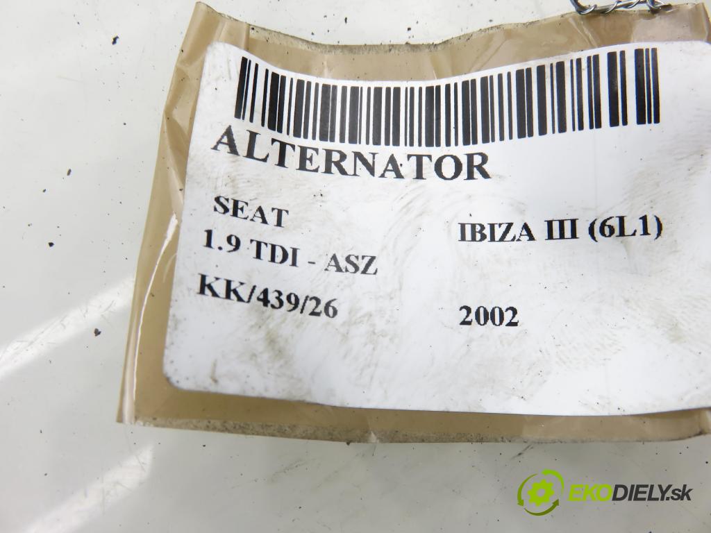 SEAT IBIZA III (6L1) HB 2002 96,00 1.9 TDI PD 130 - ASZ 1896,00 Alternátor 028903028E ; 0124515010 (Alternátor)