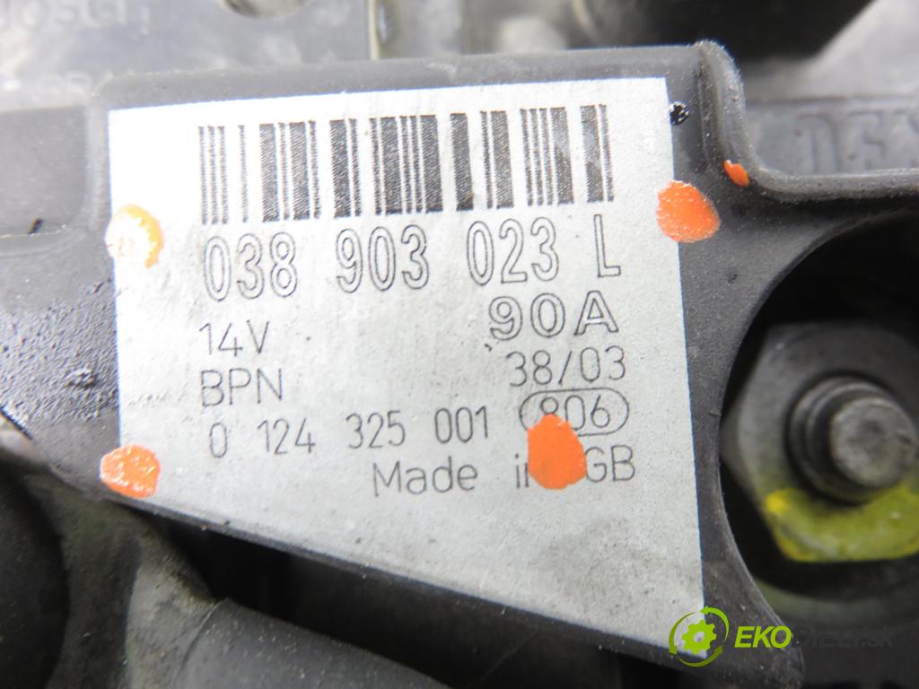 SKODA FABIA I (6Y2) HB 2004 47,00 1.9 SDI - ASY 1896,00 Alternátor 038903023L ; 0124325001 (Alternátor)