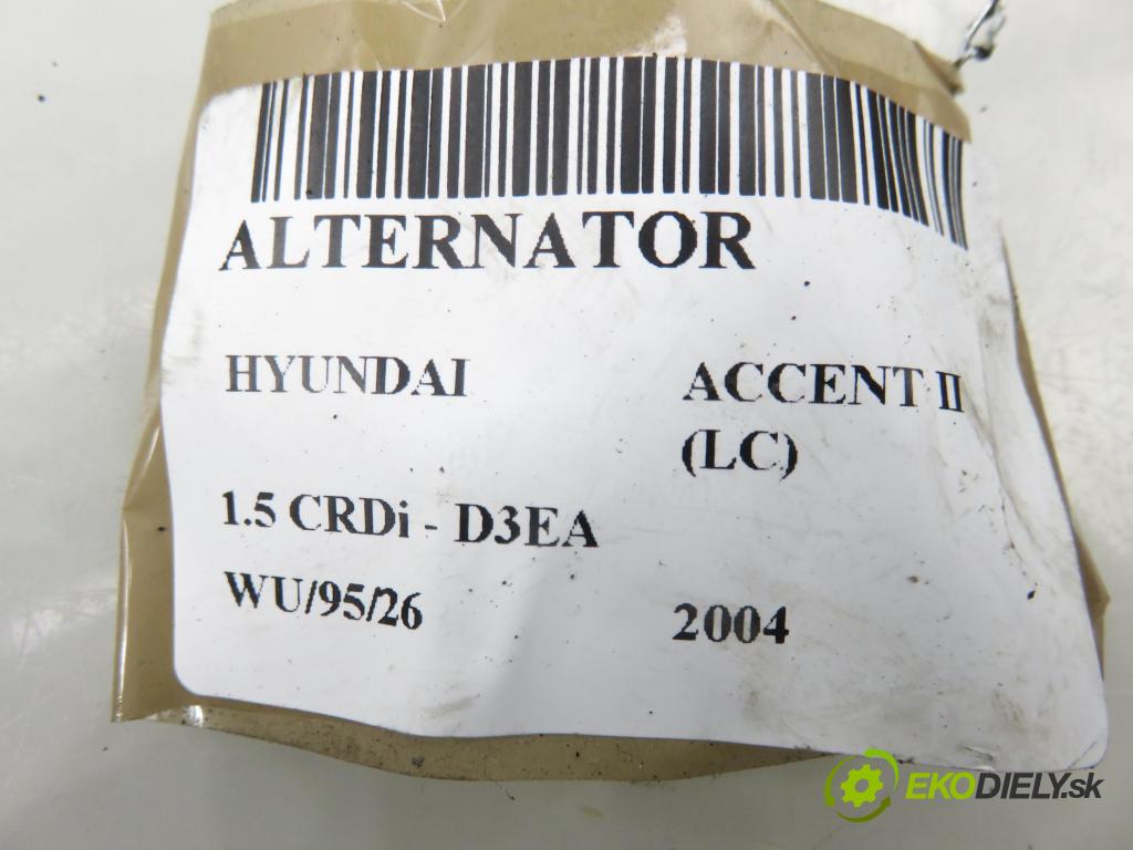 HYUNDAI ACCENT II (LC) LIFTBACK 2004 60,00 1.5 CRDi - D3EA 1493,00 Alternátor 3730027503 (Alternátor)