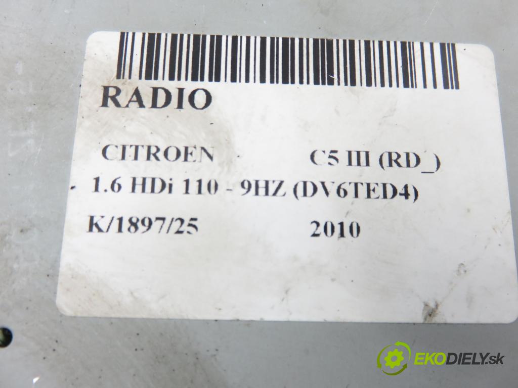 CITROEN C5 III (RD_) SEDAN 2010 80,00 1.6 HDi 110 - 9HZ (DV6TED4) 1560,00 RADIO CD 9666968077