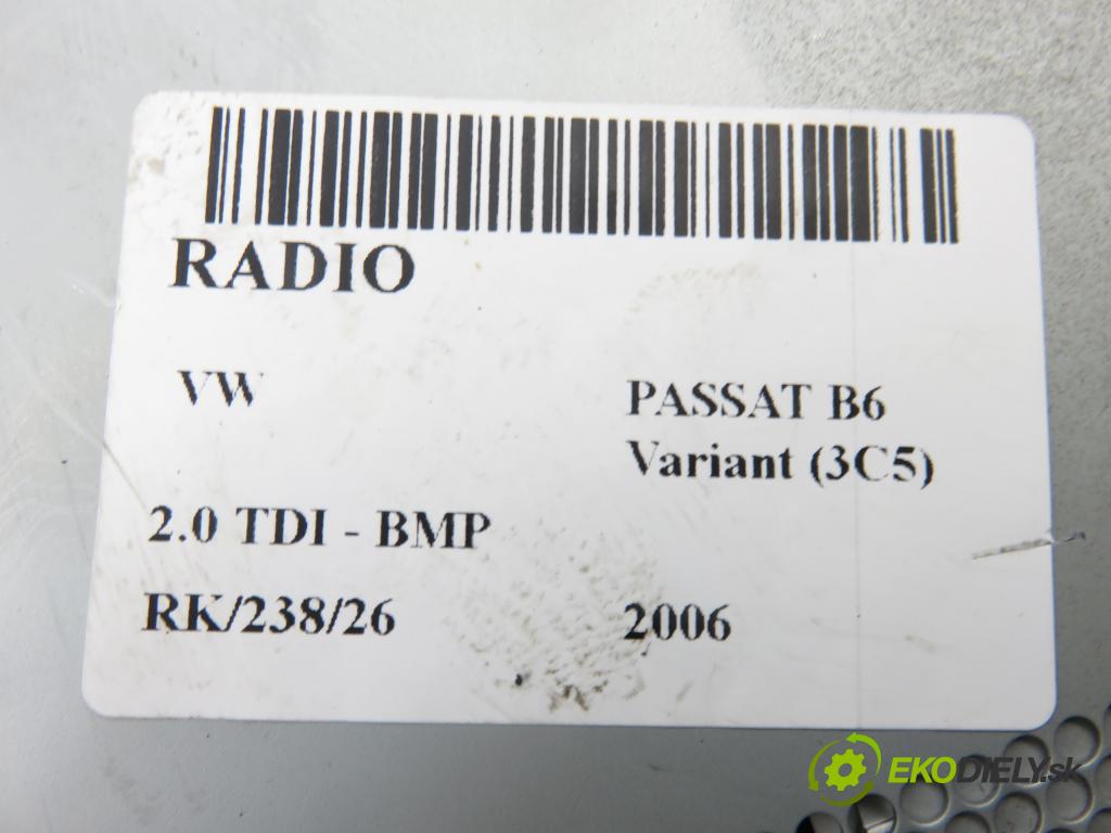 VW PASSAT B6 Variant (3C5) KOMBI 2006 103,00 2.0 TDI PD 8V 140 - BMP 1968,00 RADIO CD 1T0035194D