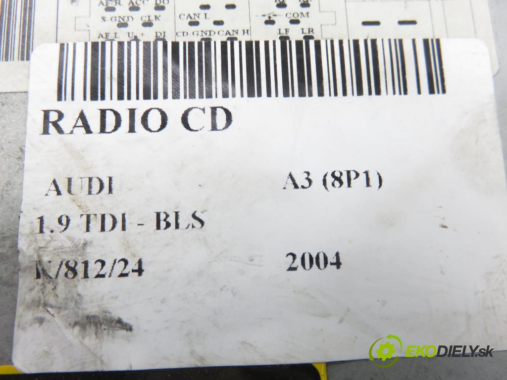 AUDI A3 (8P1) HB 2004 77,00 1.9 TDI - BLS 1896,00 RADIO CD modul 8P0035195