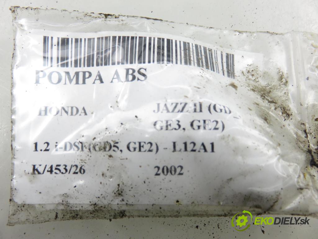 HONDA JAZZ II (GD_, GE3, GE2) HB 2002 61,00 1.3 (GD1) - L13A1 1339,00 Pumpa ABS A4044001296 (Pumpa ABS)