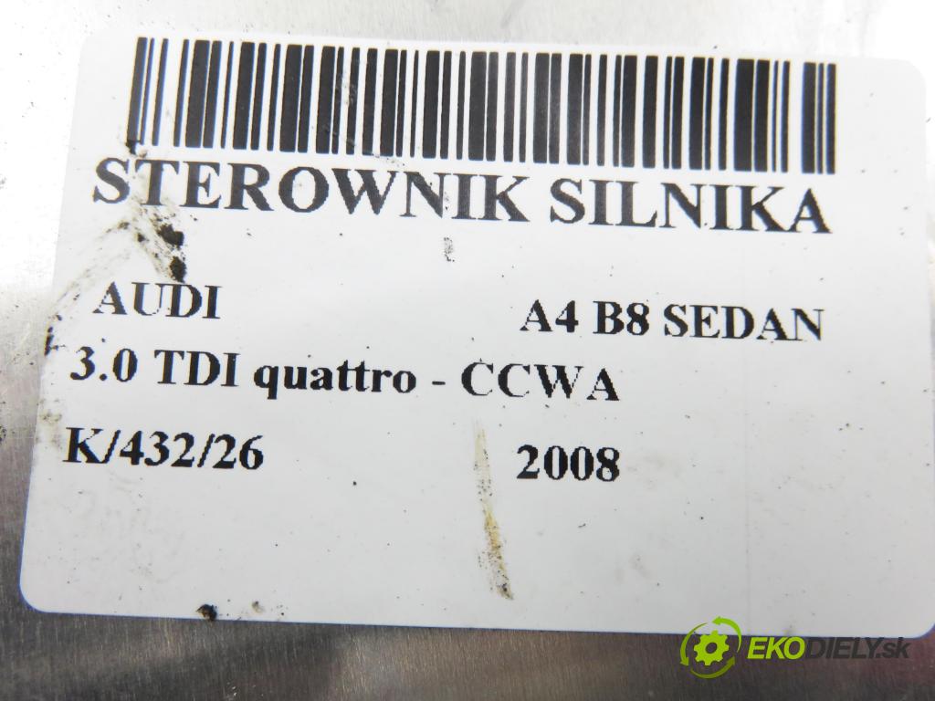 AUDI A4 (8K2, B8) SEDAN 2008 176,00 3.0 TDI quattro - CCWA 2967,00 Riadiaca jednotka Motor 0281014722 ; 8K0907401B