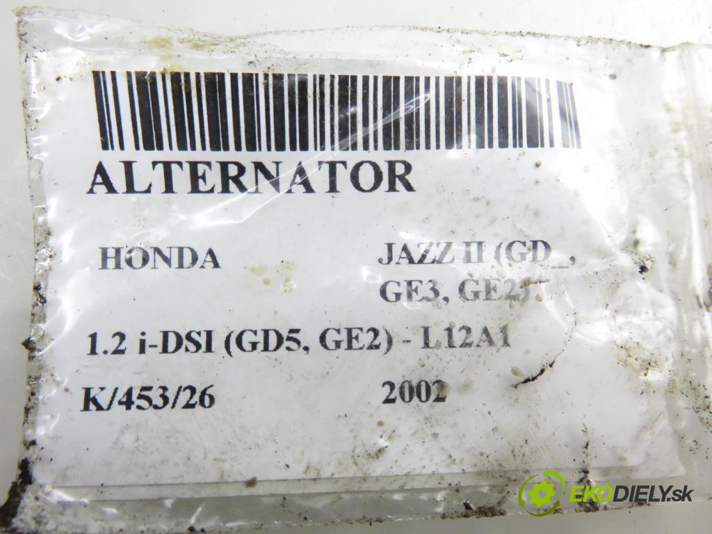 HONDA JAZZ II (GD_, GE3, GE2) HB 2002 61,00 1.3 (GD1) - L13A1 1339,00 Alternátor A5TB0091 ; AHGA56 (Alternátor)