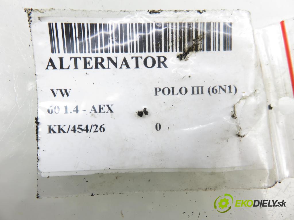 VW POLO (6N1) HB 1997 44,00 1.4 60 1390,00 Alternátor 028903025H ; 0123310019 (Alternátor)