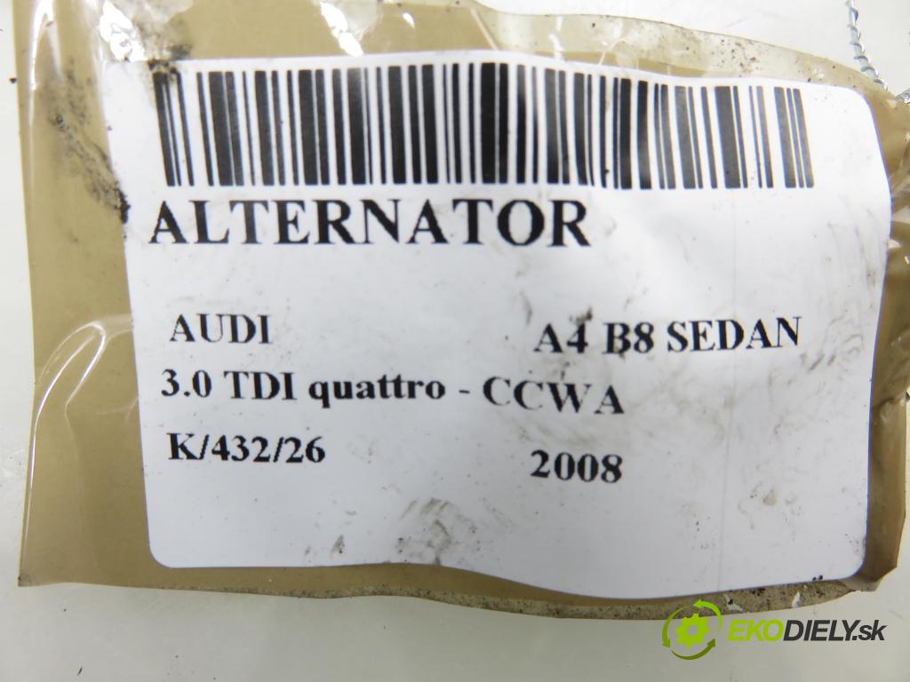 AUDI A4 (8K2, B8) SEDAN 2008 176,00 3.0 TDI quattro - CCWA 2967,00 Alternátor 059903016J (Alternátor)