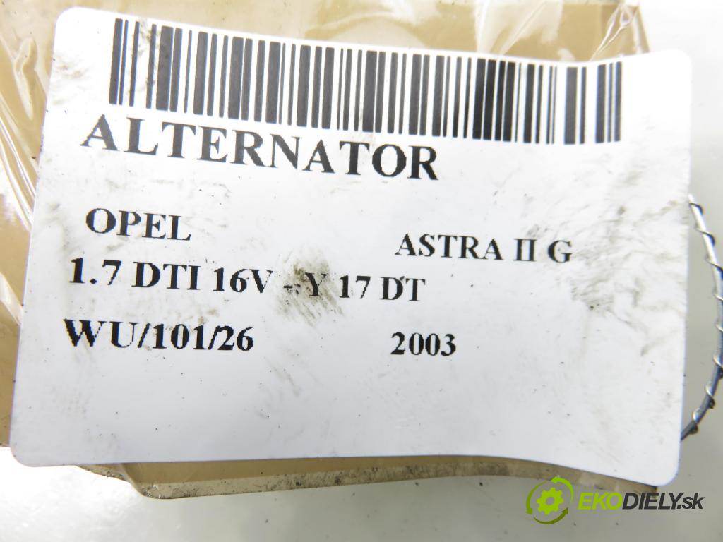 OPEL ASTRA G liftback (T98) HB 2003 55,00 1.7 DTI 16V - Y 17 DT 1686,00 Alternátor (Alternátor)