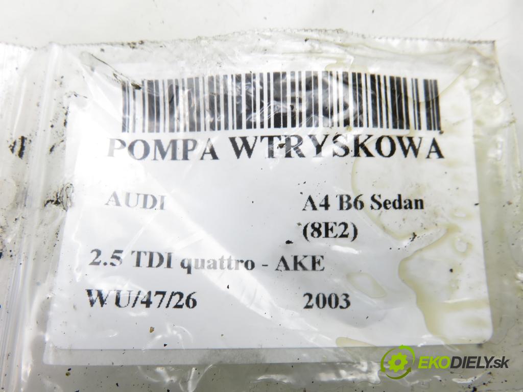AUDI A4 (8E2, B6) SEDAN 2003 132,00 2.5 TDI V6 180 quattro - AKE 2496,00 Pumpa vstrekovacia 0470506033 ; 059130106E (Vstrekovacie čerpadlo)