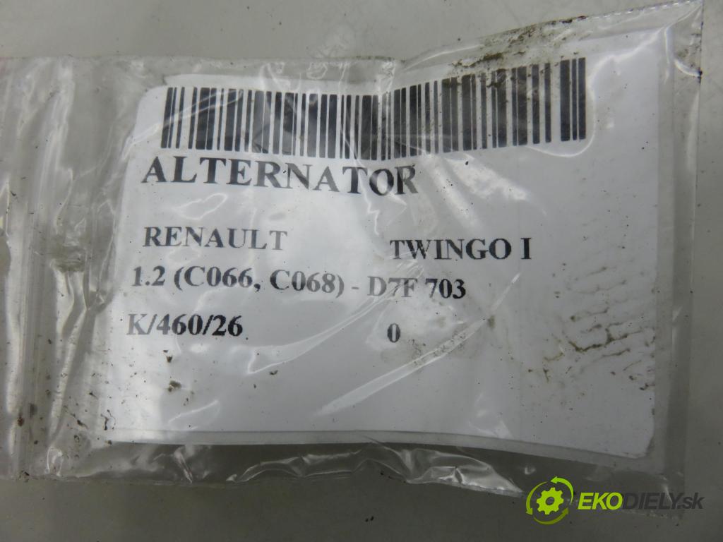 RENAULT TWINGO I (C06_) HB 2002 43,00 1.2 (C066, C068) - D7F 703 1149,00 Alternátor 8200065730 ; A001TA2293 (Alternátor)