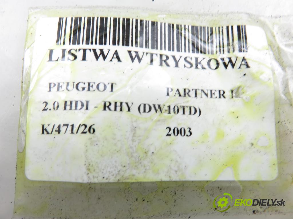 PEUGEOT PARTNER Combispace (5F) KOMBIVAN 2003 66,00 2.0 HDI - RHY (DW10TD) 1997,00 Lišta vstrekovacia 9640387980 (Vstrekovacia lišta)