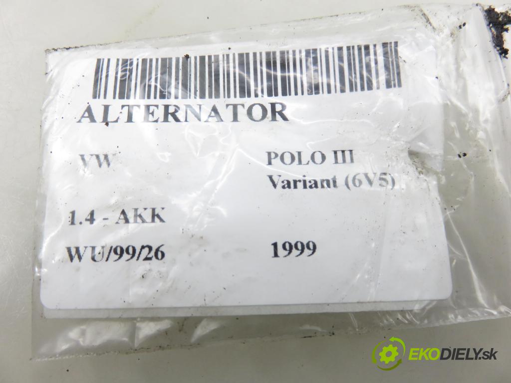 VW POLO Variant (6V5) KOMBI 1999 44,00 1.4 - AKK 1390,00 Alternátor 037903025M ; 0124325013 (Alternátor)
