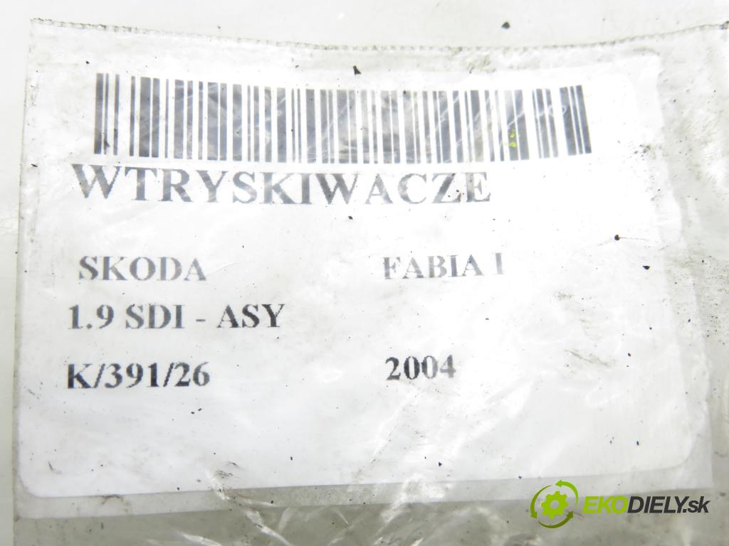 SKODA FABIA I (6Y2) HB 2004 47,00 1.9 SDI - ASY 1896,00 vstřikovací ventily 038130202C ; 028130203F (Vstřikovací ventil)
