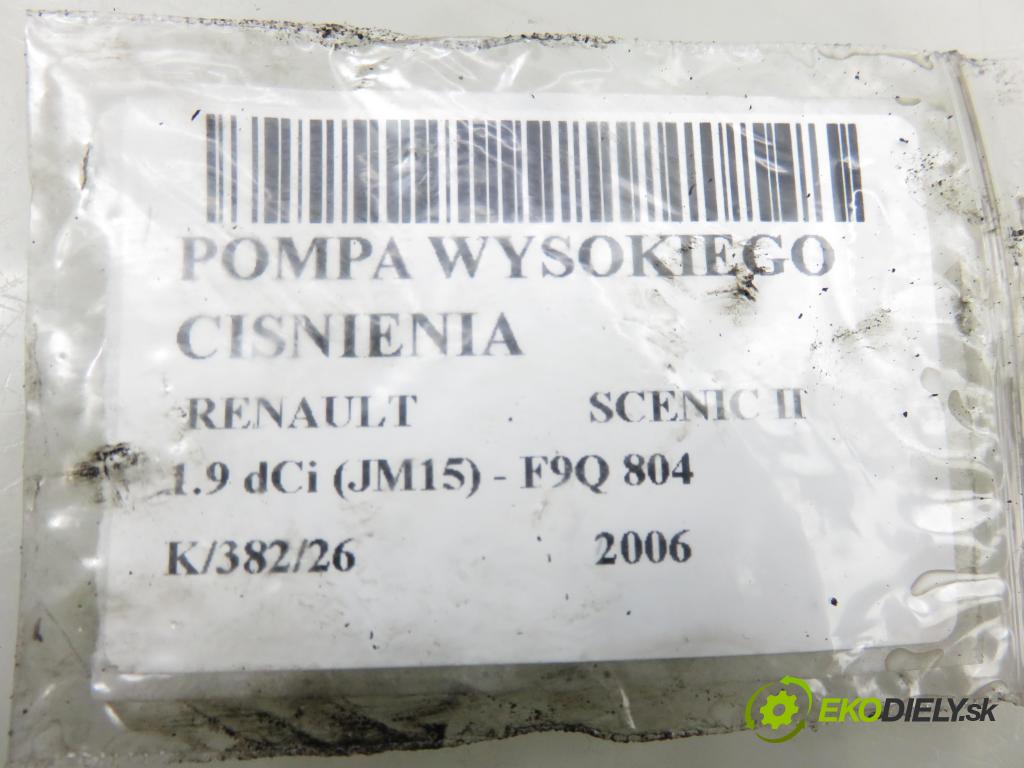 RENAULT SCENIC II (JM0/1_) MINIVAN 2006 96,00 1.9 dCi (JM15) - F9Q 804 1870,00 Pumpa vysokého tlaku 0445010087 ; 8200629766 ; 0928400675