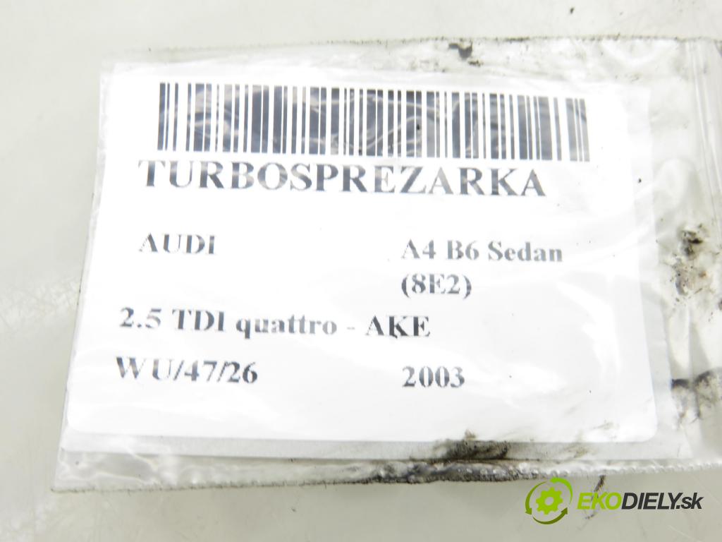 AUDI A4 (8E2, B6) SEDAN 2003 132,00 2.5 TDI V6 180 quattro - AKE 2496,00 Turbodúchadlo 059145701F (Turbodúchadlo (kompletné))