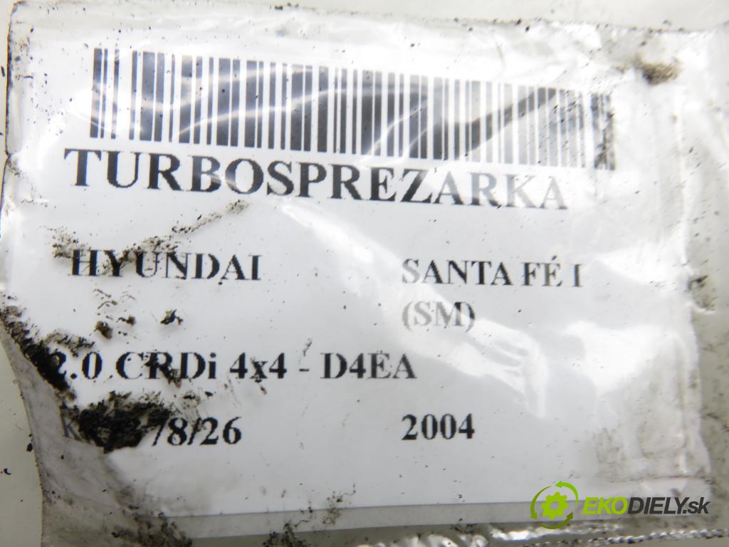 HYUNDAI SANTA FÉ I (SM) SUV 2004 83,00 2.0 CRDi 4x4 113 - D4EA 1991,00 RYCHLONABÍJEČKA: 2823127900 (Kompletní turbodmychadlo)