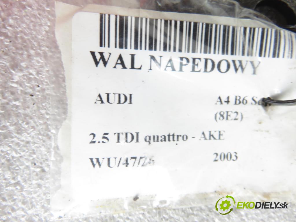 AUDI A4 (8E2, B6) SEDAN 2003 132,00 2.5 TDI V6 180 quattro - AKE 2496,00 hriadeľ JAZDA: 8E0521101E