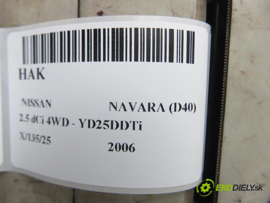 NISSAN NP300 NAVARA (D40) PICK-UP 2006 126,00 2.5 dCi 171 2488,00 Hák 0012610MN