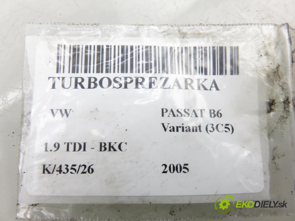 VW PASSAT B6 Variant (3C5) KOMBI 2005 77,00 1.9 TDI - BKC 1896,00 Turbodúchadlo 038253016K (Turbodúchadlo (kompletné))