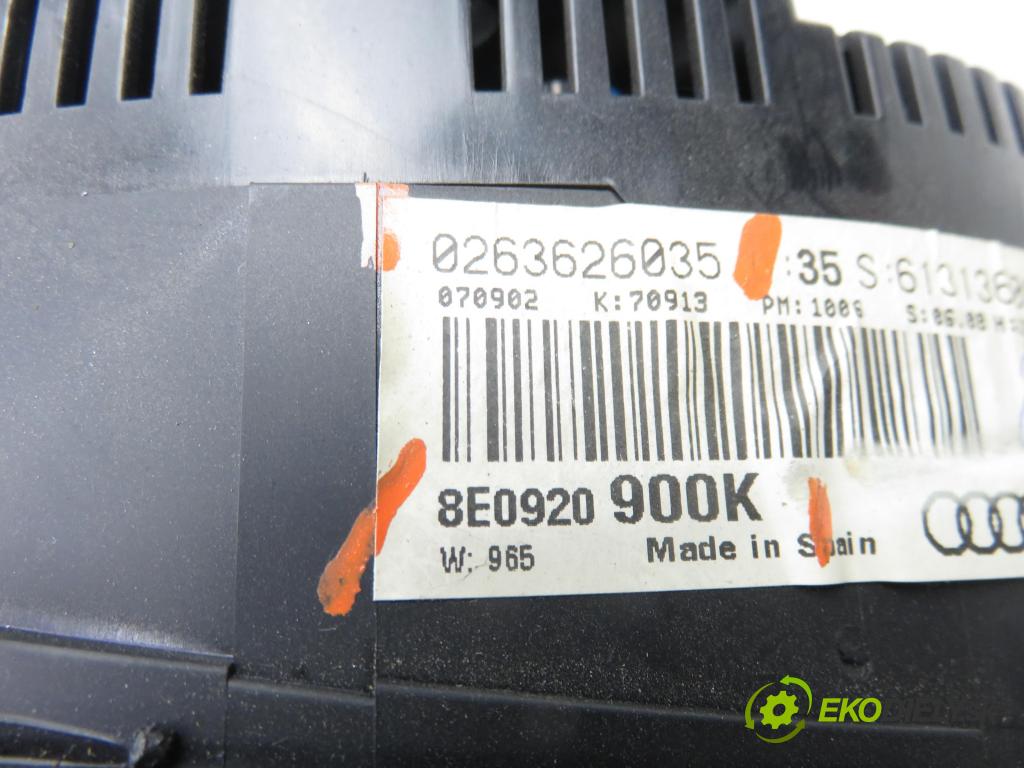 AUDI A4 (8E2, B6) SEDAN 2002 96,00 1.9 TDI PD 130 - AWX 1896,00 Prístrojovka elektrický 0263626035 ; 8E0920900K