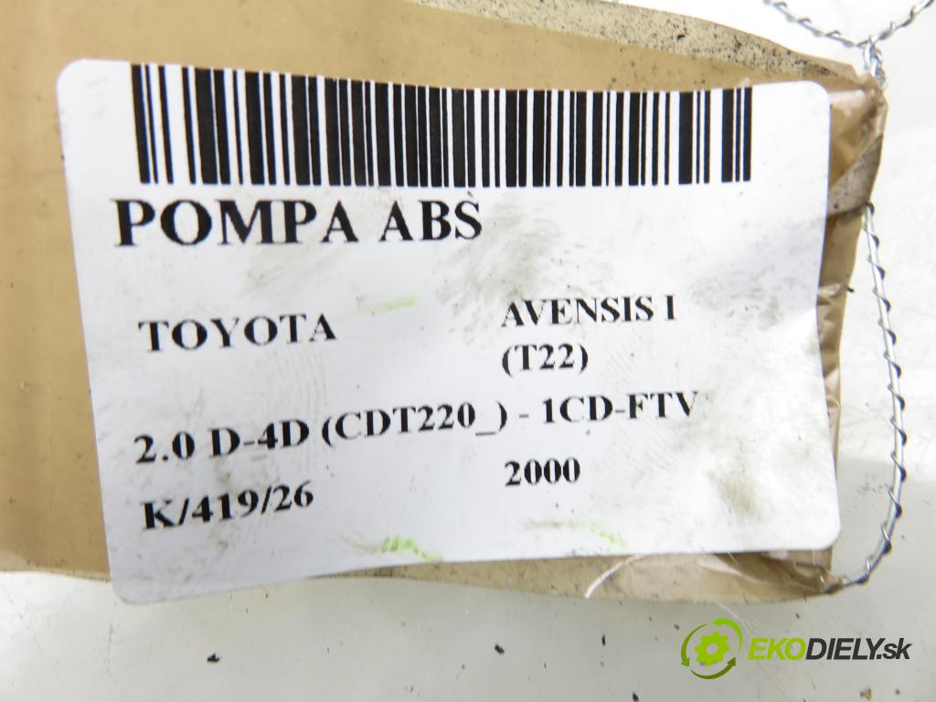 TOYOTA AVENSIS (_T22_) SEDAN 2000 81,00 2.0 D-4D (CDT220_) - 1CD-FTV 1995,00 Pumpa ABS 0273004559 (Pumpa ABS)