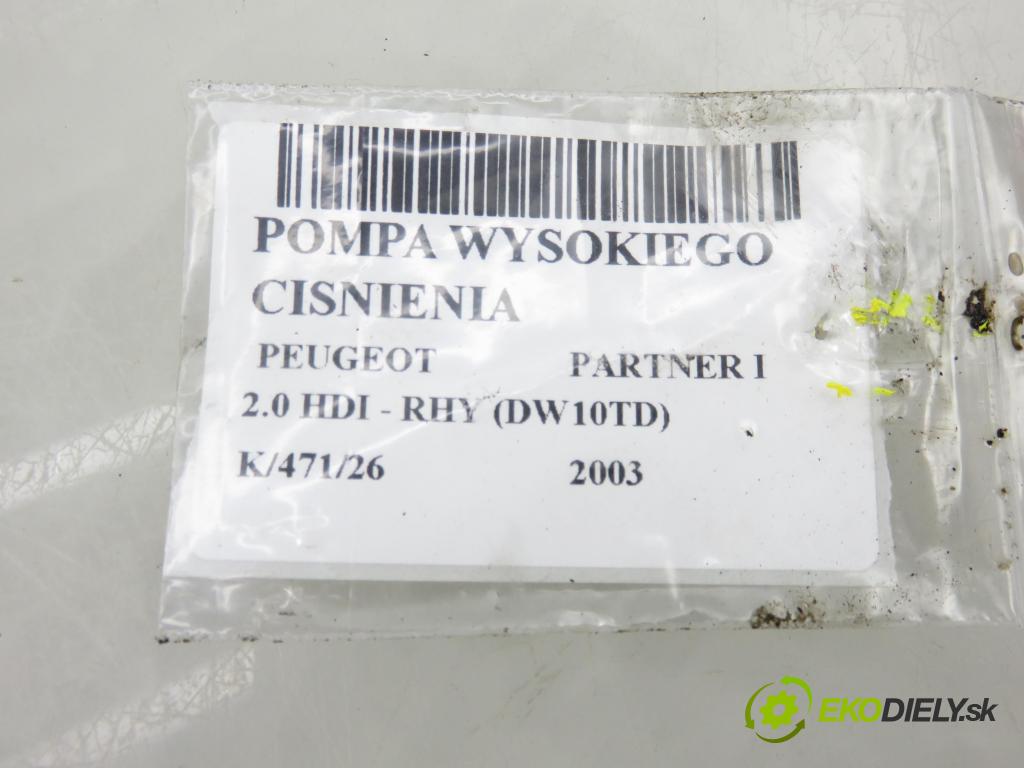 PEUGEOT PARTNER Combispace (5F) KOMBIVAN 2003 66,00 2.0 HDI - RHY (DW10TD) 1997,00 pumpa vysokého TLAK: