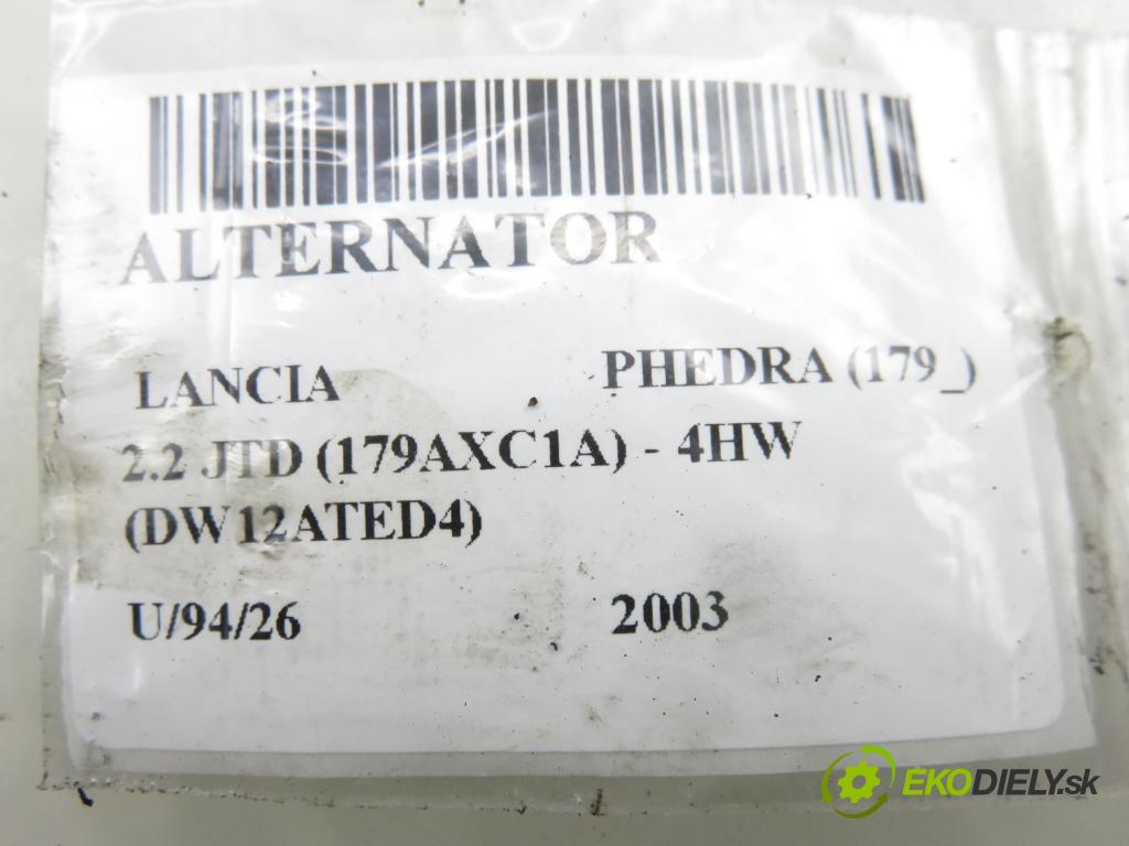 LANCIA PHEDRA (179_) MINIVAN 2003 94,00 2.2 JTD (179AXC1A) - 4HW (DW12ATED4) 2179,00 Alternátor 2542693A (Alternátor)