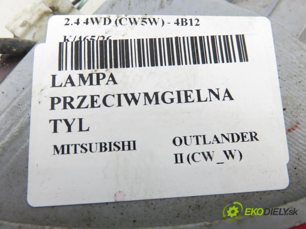 MITSUBISHI OUTLANDER II (CW_W) SUV 2008 125,00 2.4 MIVEC 4WD (CW5W) - 4B12 2360,00 Svetlo hmlové zadné A048333