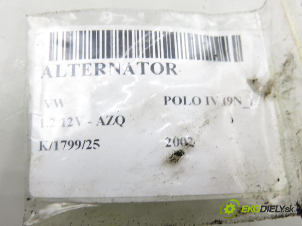 VW POLO (9N_) HB 2002 47,00 1.2 12V 64 - AZQ 1198,00 Alternátor 03D903025E (Alternátor)