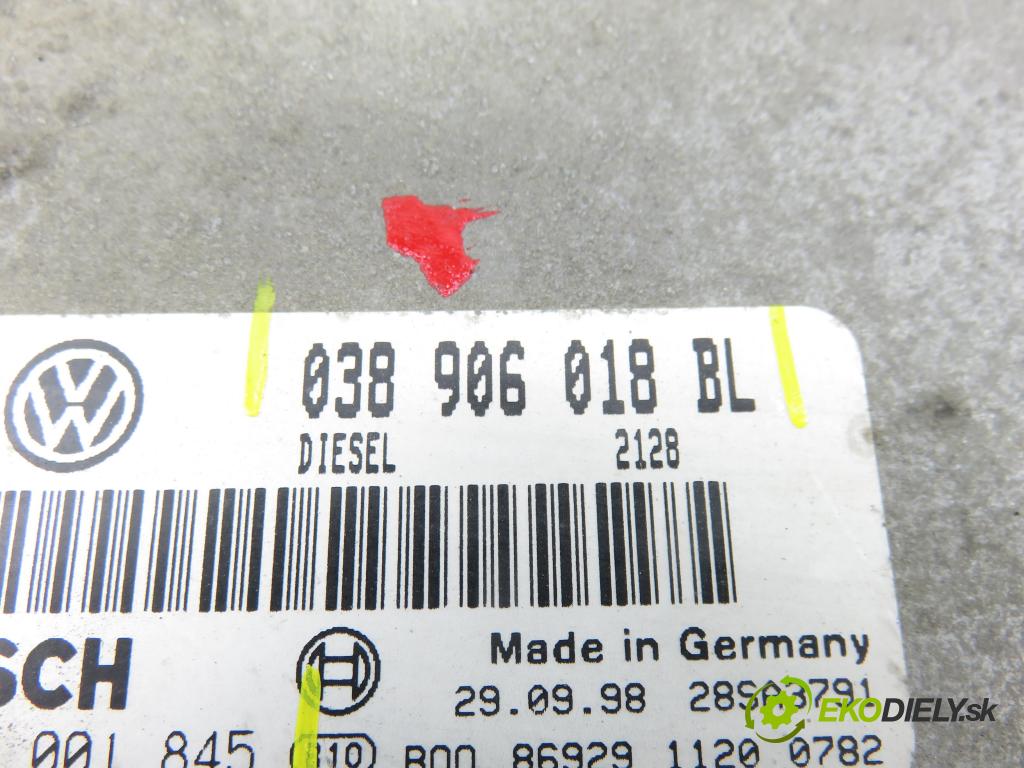 VW BORA (1J2) SEDAN 2000 66,00 1.9 TDI - AGR 1896,00 Riadiaca jednotka Motor 038906018BL ; 0281001845